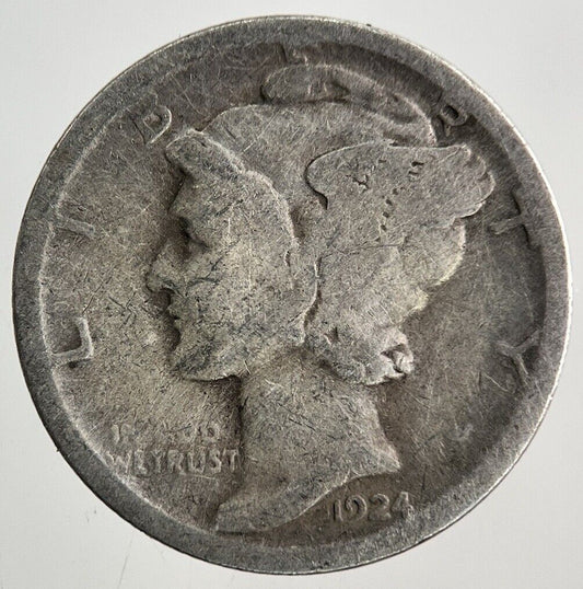 1924 - S US USA Mercury One Dime Silver Coin | Collectable Grade