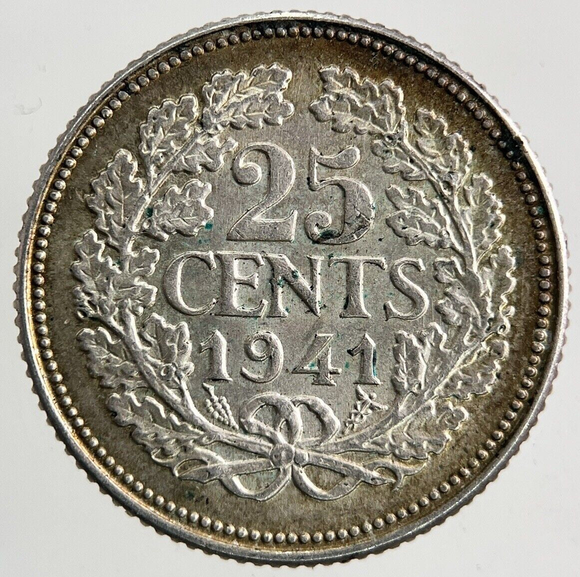 1941 Netherlands 25 Cents Silver Coin | Very High Grade