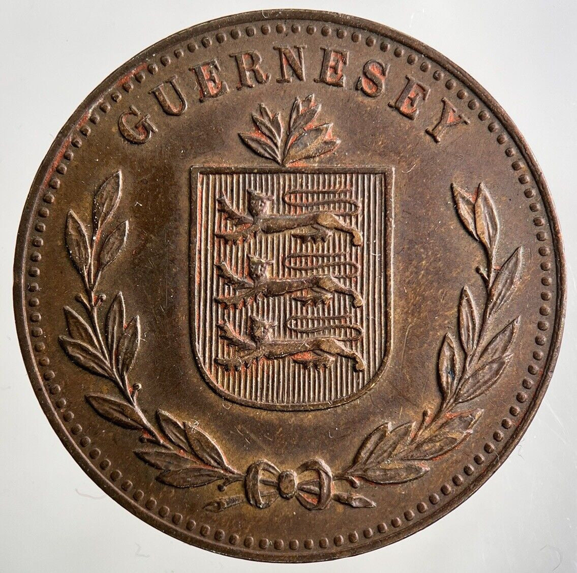 1914 Guernsey 8 Doubles Coin | Fine Collectable Grade
