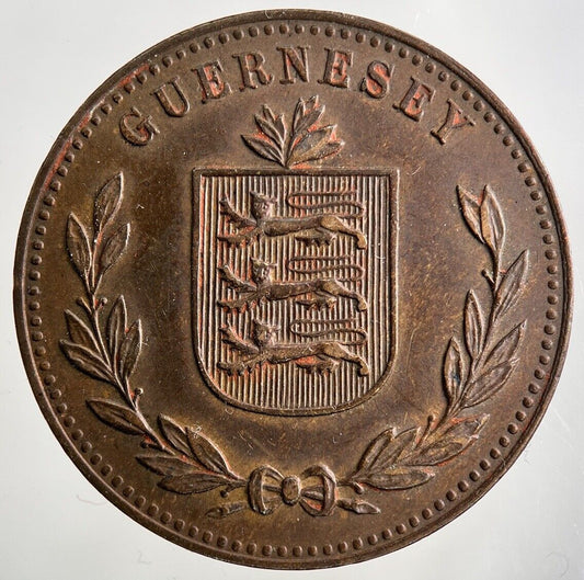 1914 Guernsey 8 Doubles Coin | Fine Collectable Grade