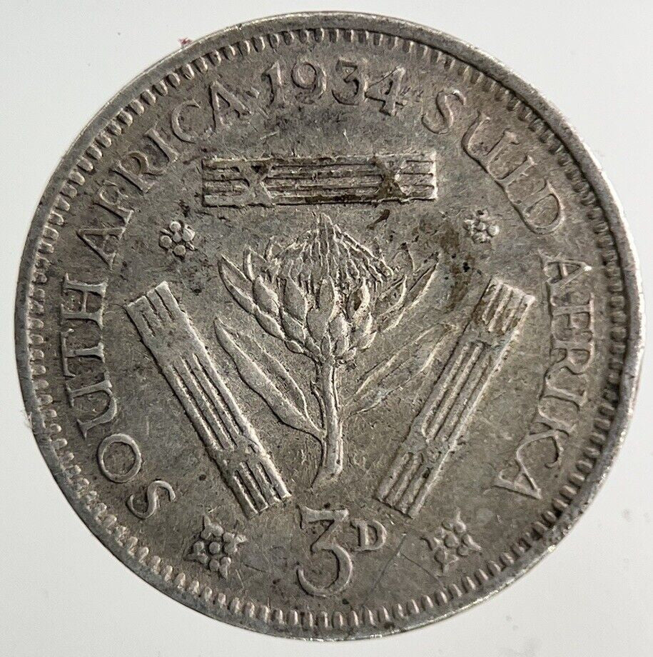 1934 South Africa Threepence Silver Coin | Fine Collectable Grade