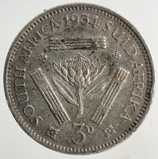 1934 South Africa Threepence Silver Coin | Fine Collectable Grade