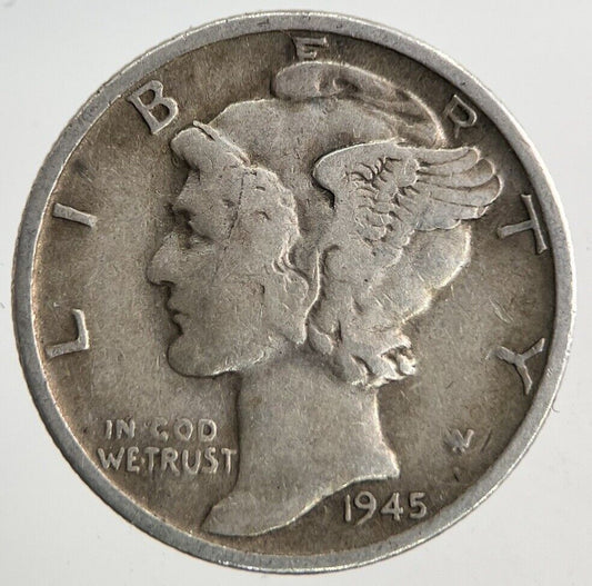 1945 - S US USA Mercury Dime Silver Coin | Very High Grade