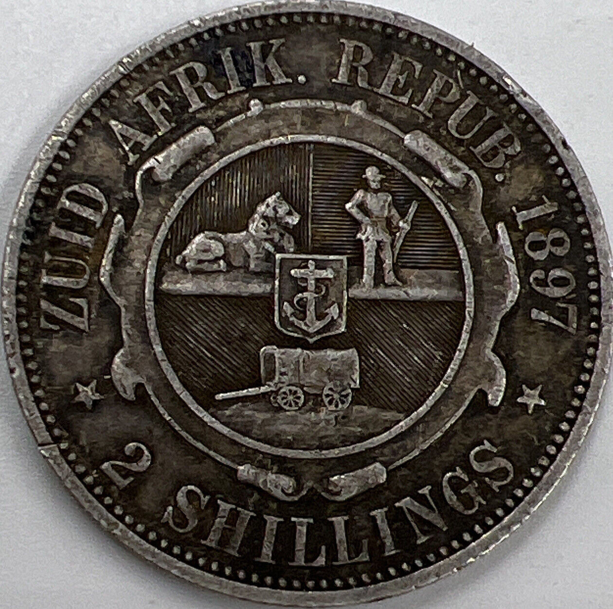 1897 2 Shillings | South Africa Silver Coin | Collectable Grade | a373