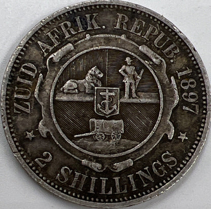 1897 2 Shillings | South Africa Silver Coin | Collectable Grade | a373