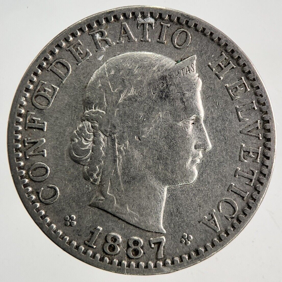 1887 Switzerland Swiss 20 Rappen Coin | Fine Collectable Grade