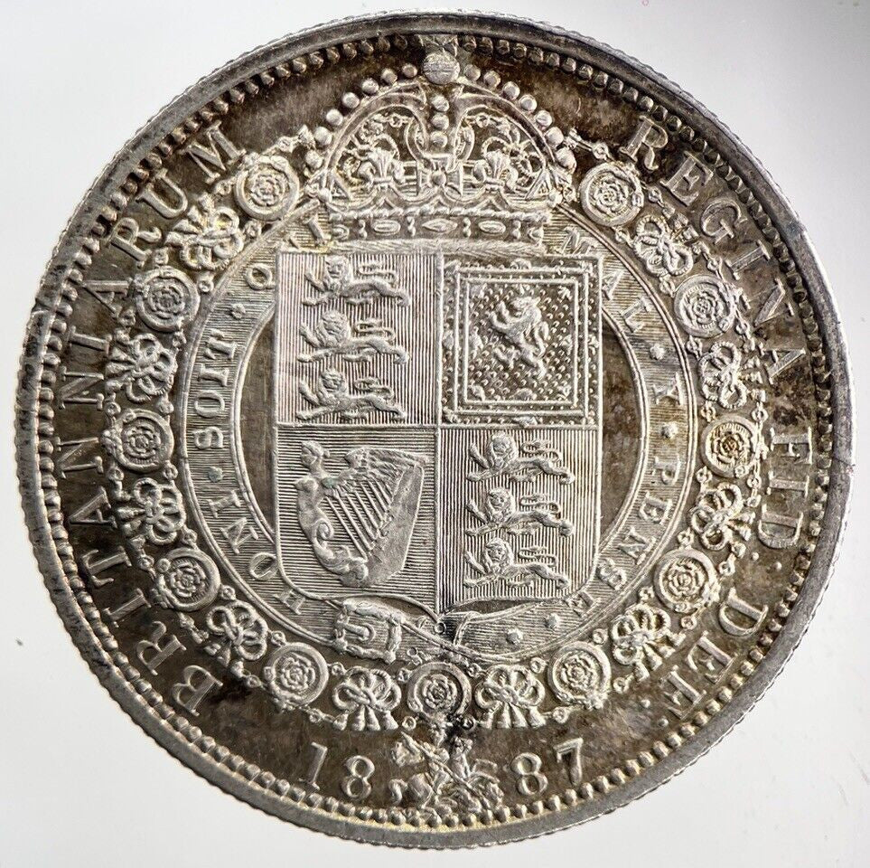 1887 Victoria Half-Crown Silver Coin | Very Fine Grade