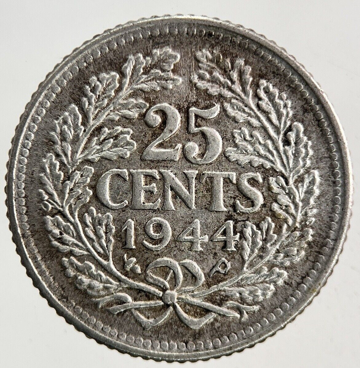 1944 Netherlands 25 Cents Silver Coin | Fine Collectable Grade