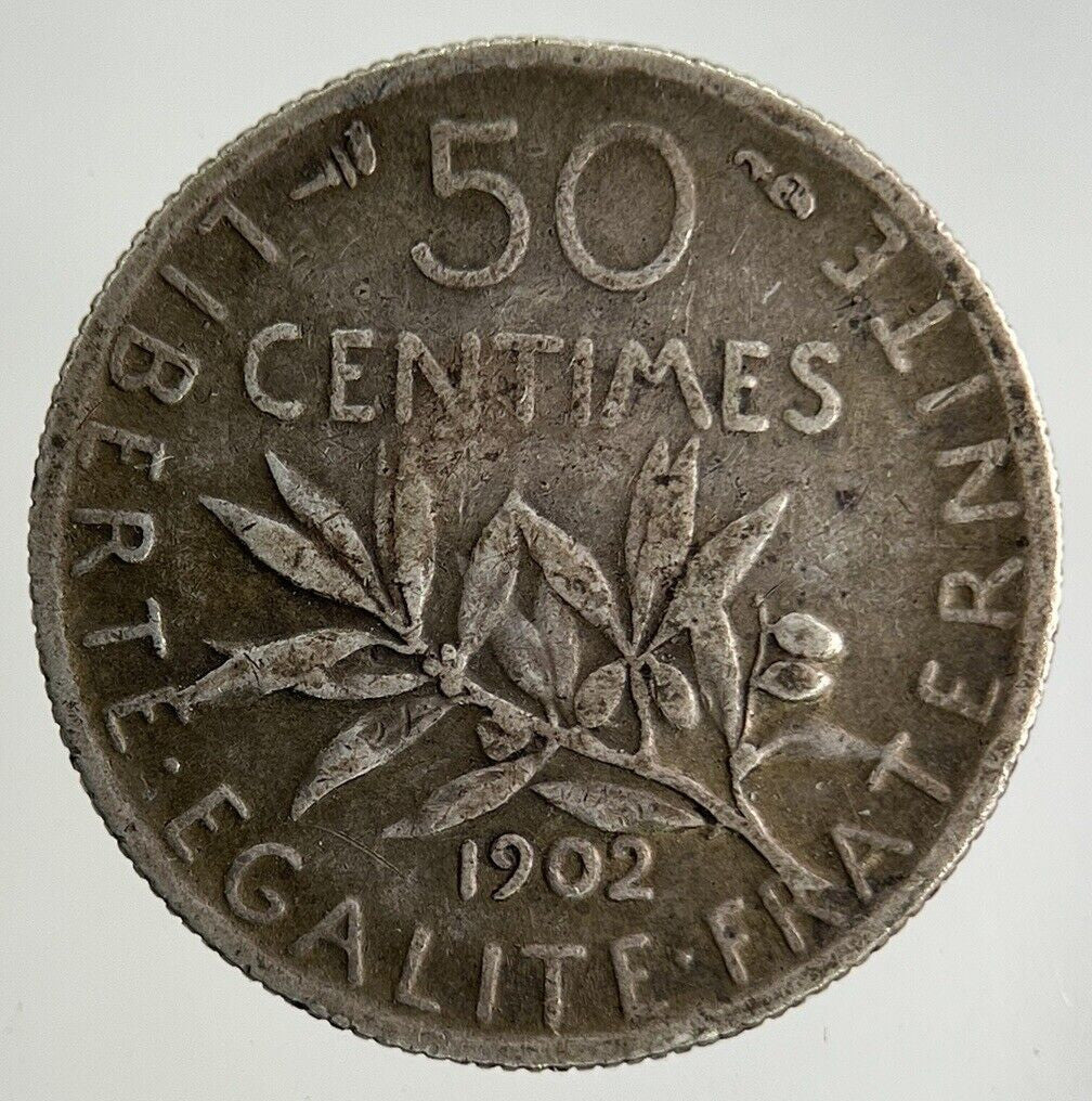 1902 France 50 Centimes Silver Coin | Fine Collectable Grade