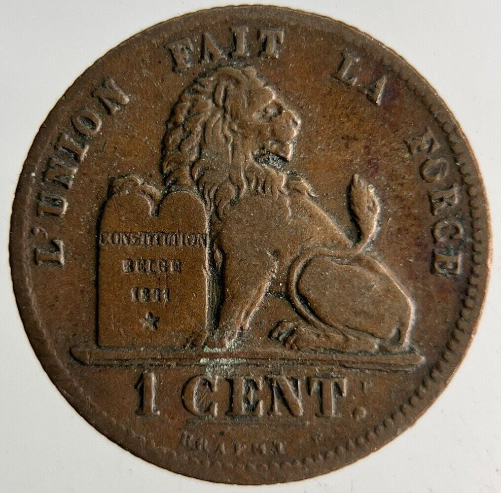 1862 Belgium 1 Cent Coin | Fine Collectable Grade