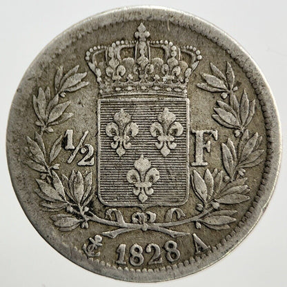 1828 - A France Half 1/2 Franc Silver Coin | Fine Collectable Grade