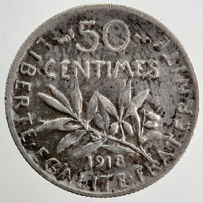1918 France 50 Centimes Silver Coin | Collectable Grade
