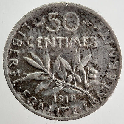 1918 France 50 Centimes Silver Coin | Collectable Grade