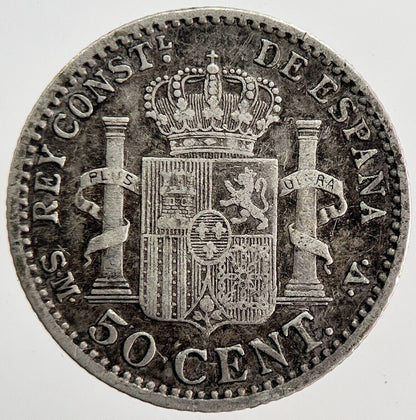 1900 Spain 50 Cent Silver Coin | Fine Collectable Grade | a6191