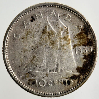 1950 Canada 10 Cents Silver Coin | Fine Collectable Grade