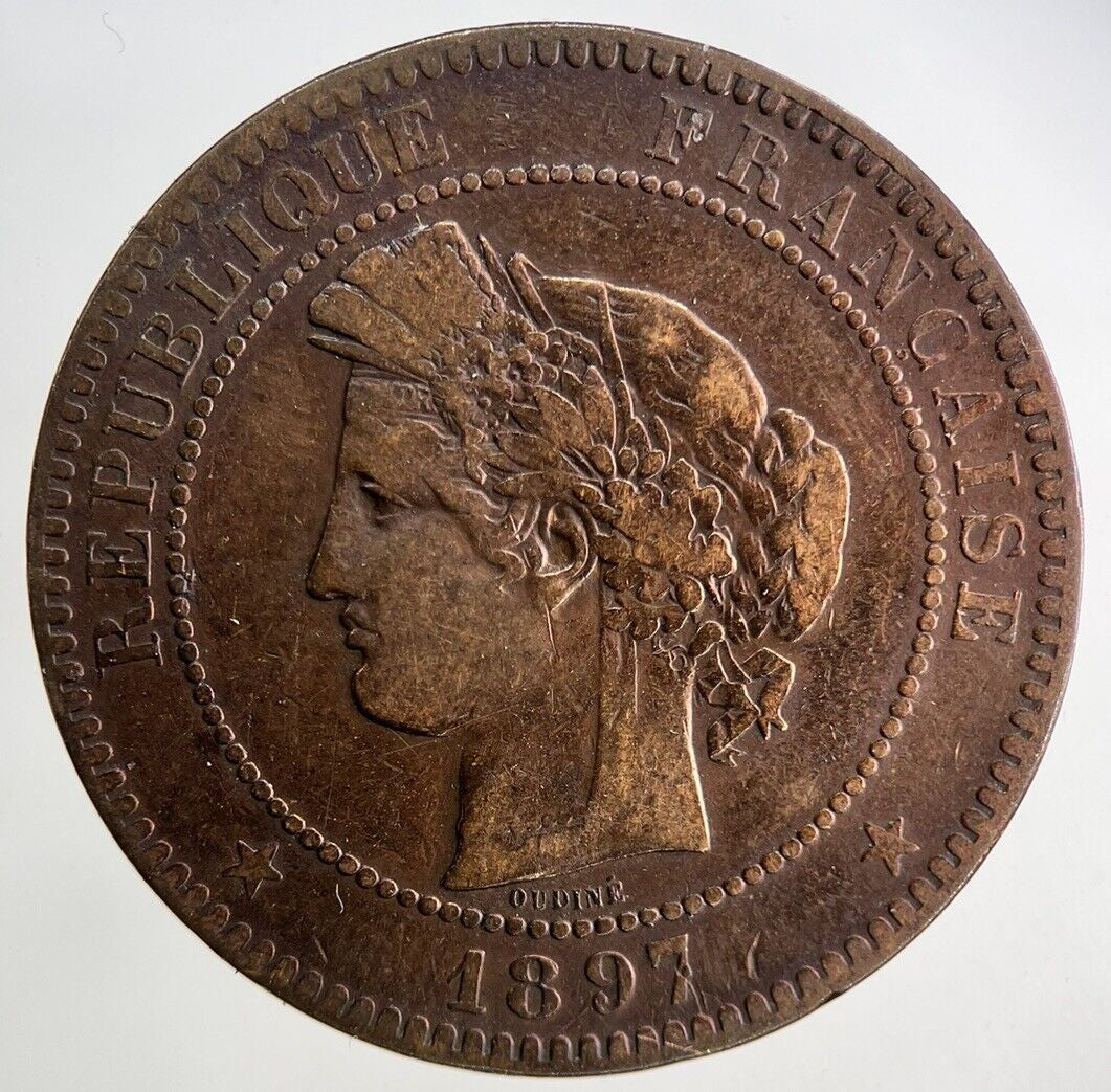 1897 France 10 Centimes Coin | Fine Collectable Grade
