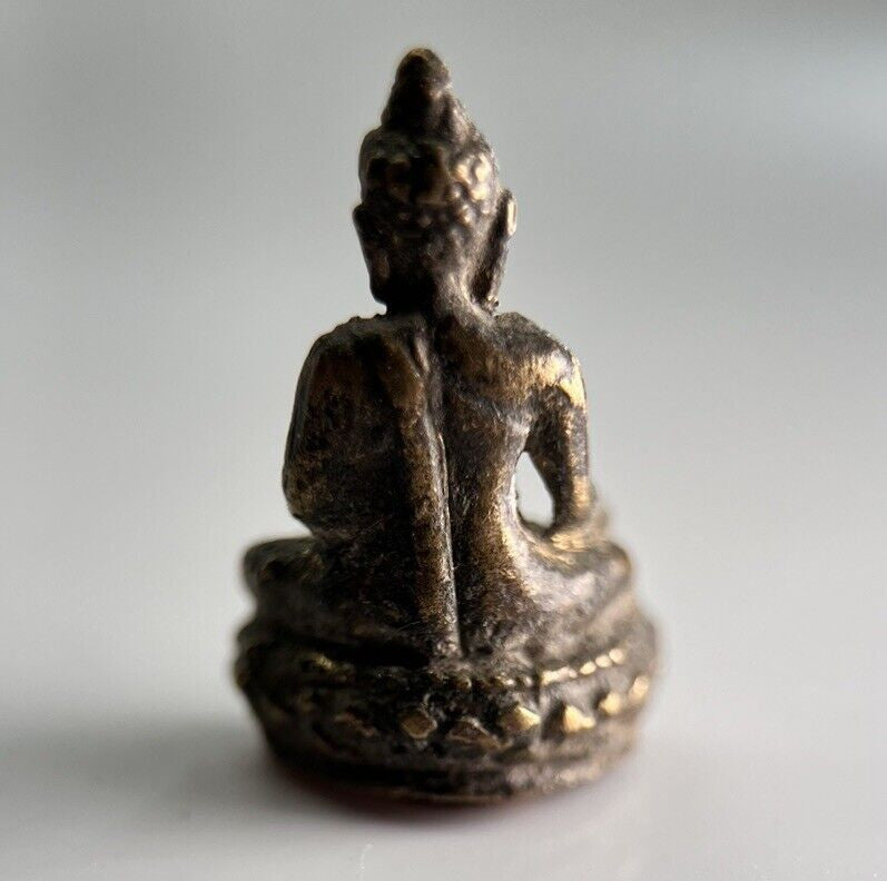 Thailand Old Vintage Thai Buddha Charm Metal Statue | Height 2.1cm