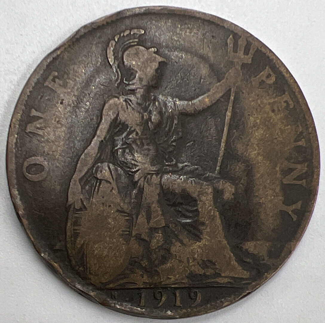 1919 - H Penny George V | British Copper Coin | Fair Collectable Grade | a820