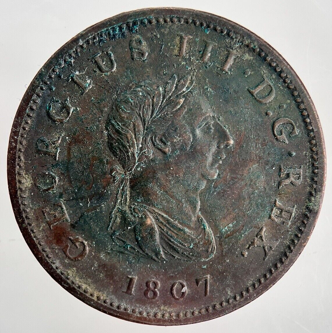 1807 George 3rd III Half-Penny Coin | Very High Grade | a3186