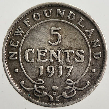 1917 New Foundland 5 Cents Silver Coin | Collectable Grade | a7649