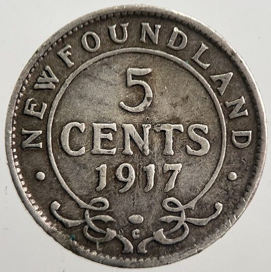 1917 New Foundland 5 Cents Silver Coin | Collectable Grade | a7649
