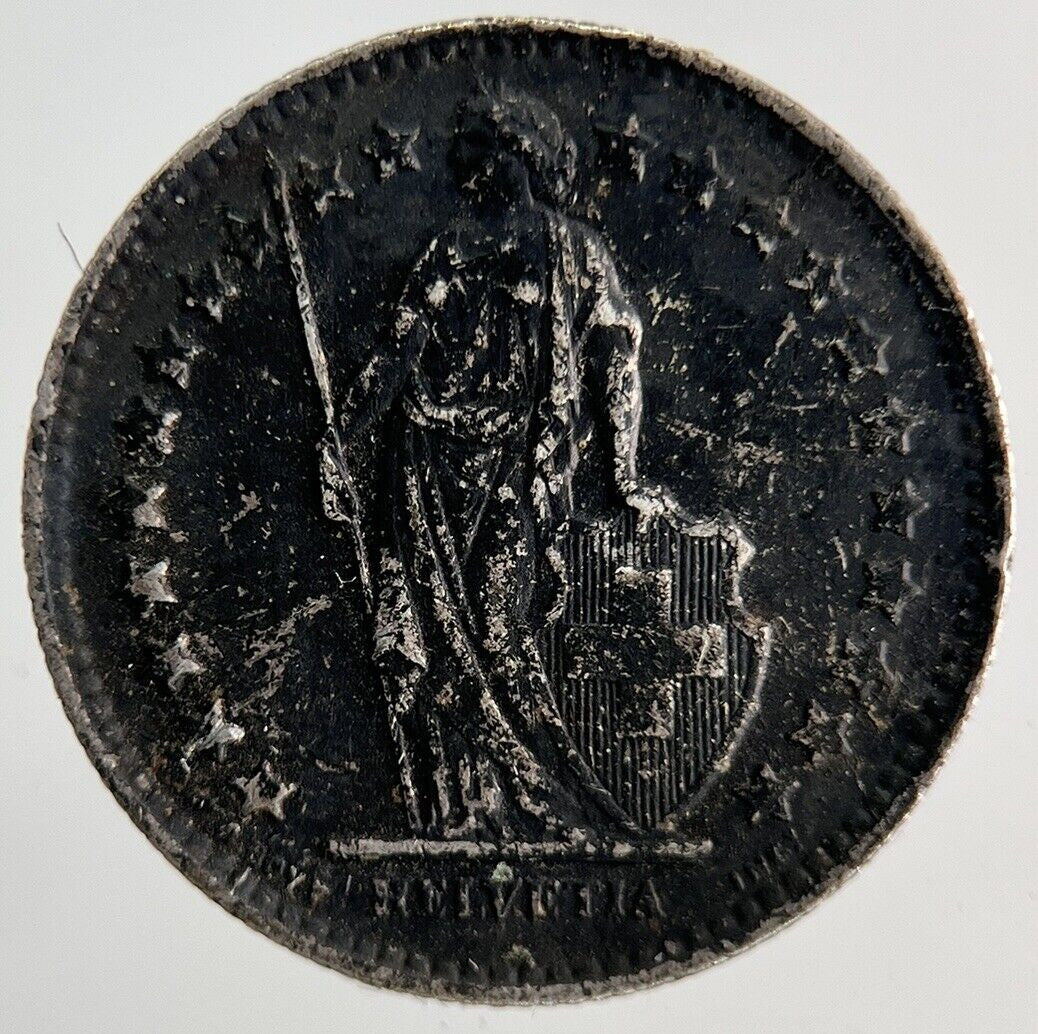 1945 Switzerland Swiss 1/2 Half Franc Silver Coin | Fine Collectable Grade