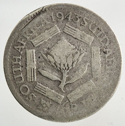 1943 South Africa Sixpence Silver Coin | Fair Grade