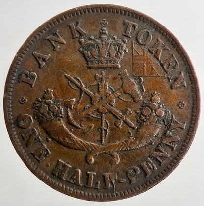 1852 Canada Bank Token Half - Penny Coin | Very High Grade