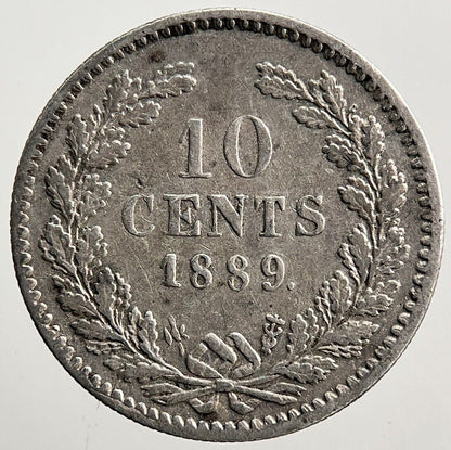 1889 Netherlands 10 Cents Silver Coin | Fine Collectable Grade | a3750