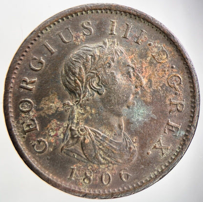 1806 George III 3rd Penny | British Copper Coin | Very High Grade | a355