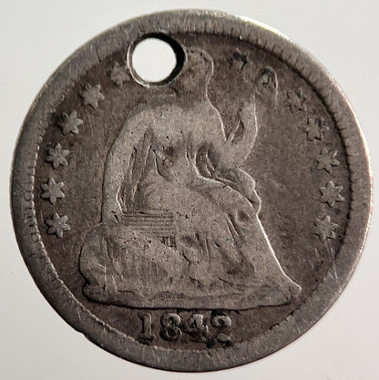 1842 US USA Liberty Seated Half Dime Silver Coin | Collectable Grade | a1276