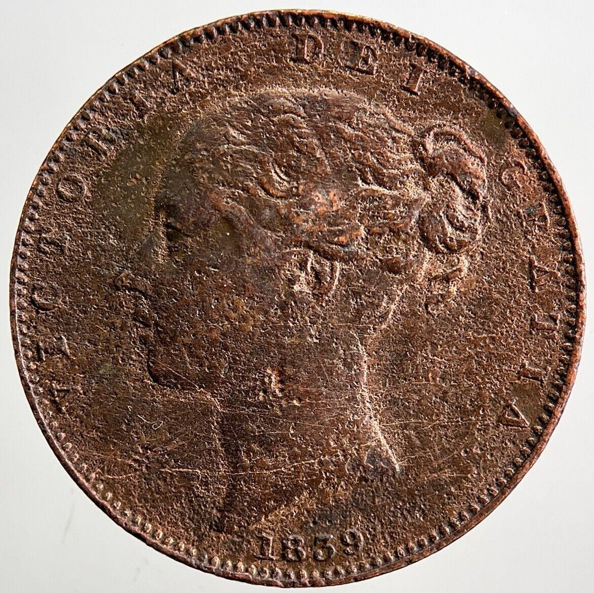 1839 Isle of Man Farthing Coin | Fine Collectable Grade | a3375