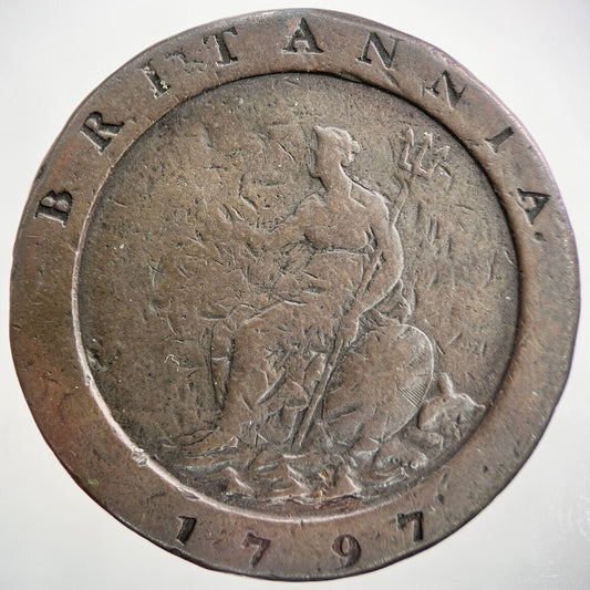 1797 George III Large Cartwheel Two - Pence | British Coin | Fine Grade | a1369