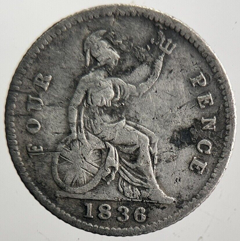 1836 William IV Four - Pence Silver Coin | Collectable Grade | a4677
