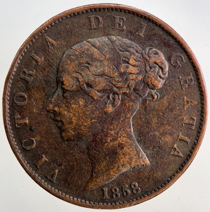 1858 Victoria Half-Penny Coin | Fine Collectable Grade