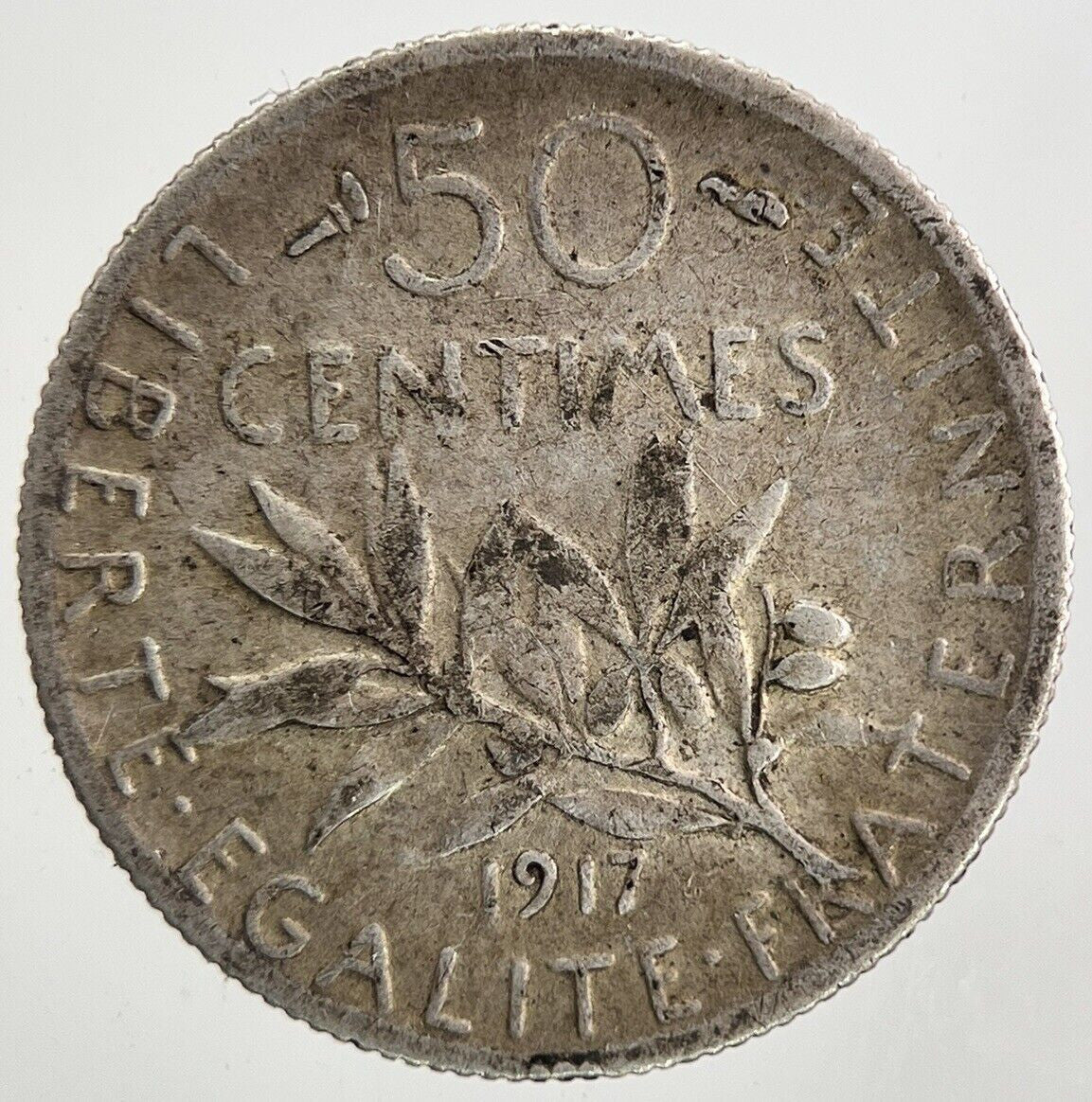 1917 France 50 Centimes Silver Coin | Fine Collectable Grade