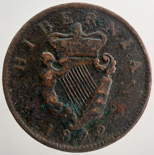 1822 George IV Irish Hibernia Half - Penny Coin | Fine Collectable Grade | a9359