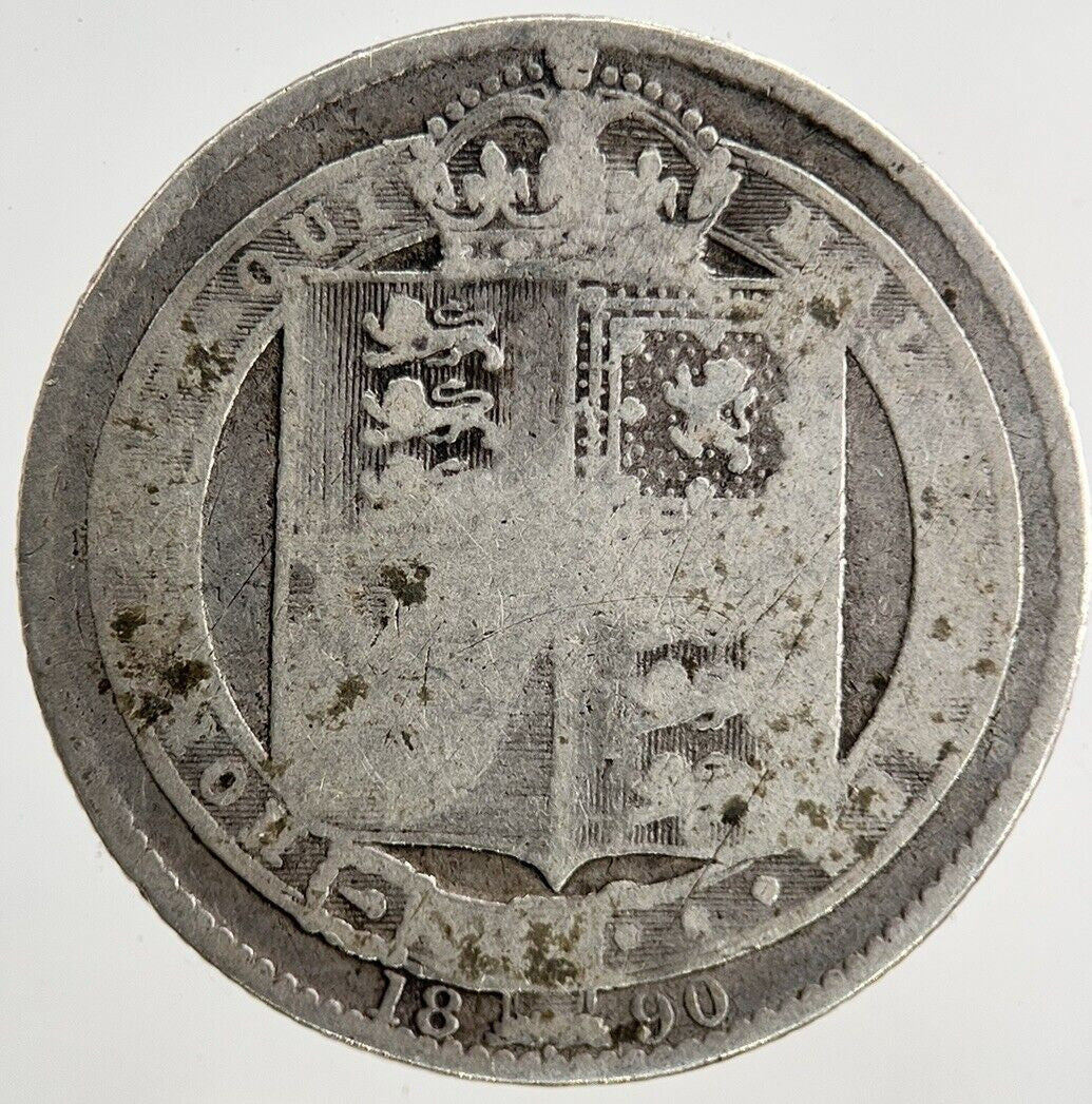 1890 Victoria Shilling Silver Coin | Fair Grade