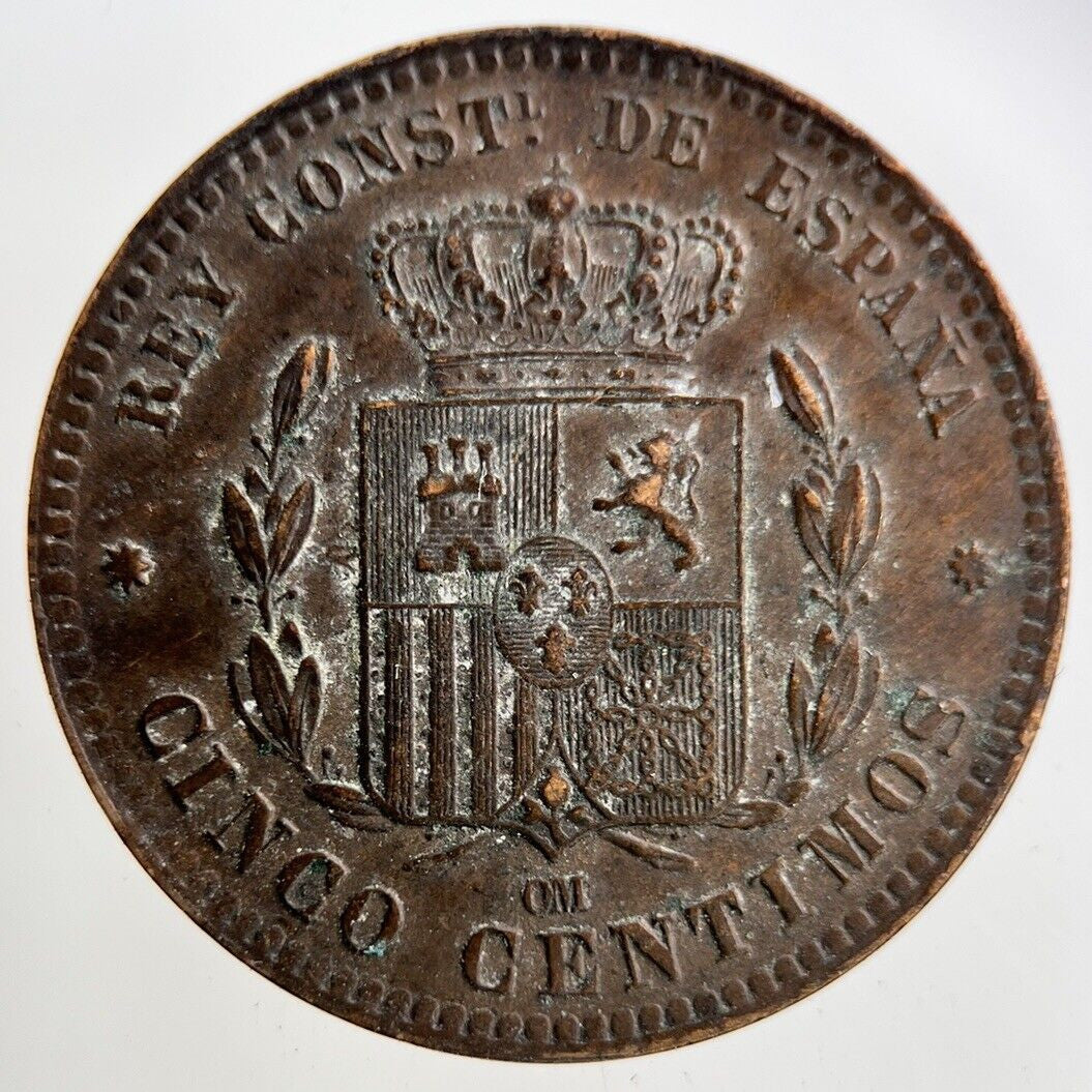 1879 Spain 5 Centimos Coin | Very High Grade