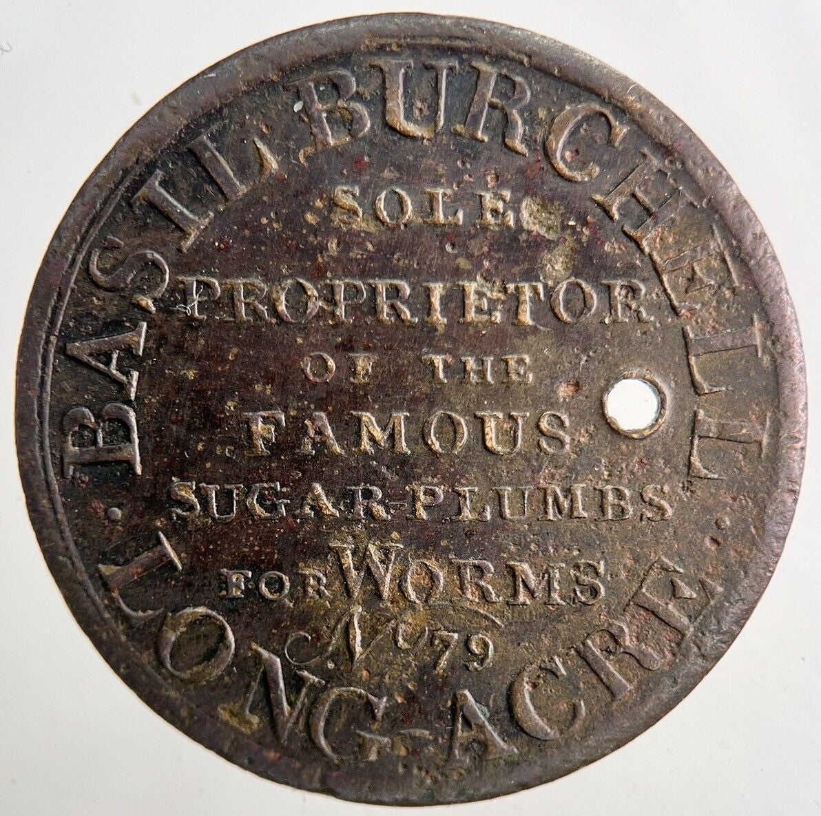 1700’s Basil Burchell Anodyne Necklace Coin Token | Very High Grade | a6561