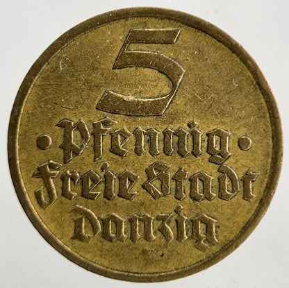 1932 Danzig 5 Pfennig Coin | Fine Collectable Grade