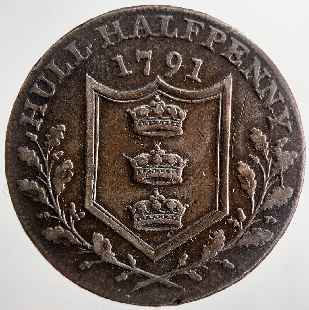 1791 Hull Half - Penny Token Coin | Very High Grade | a6534