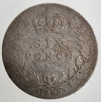 1899 Victoria Sixpence Silver Coin | Fair Grade