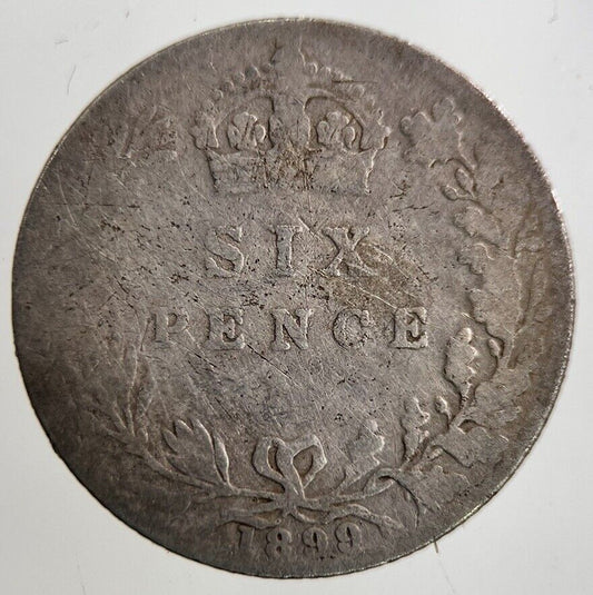 1899 Victoria Sixpence Silver Coin | Fair Grade
