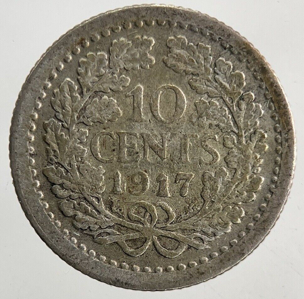 1917 Netherlands 10 Cents Silver Coin | Fine Collectable Grade