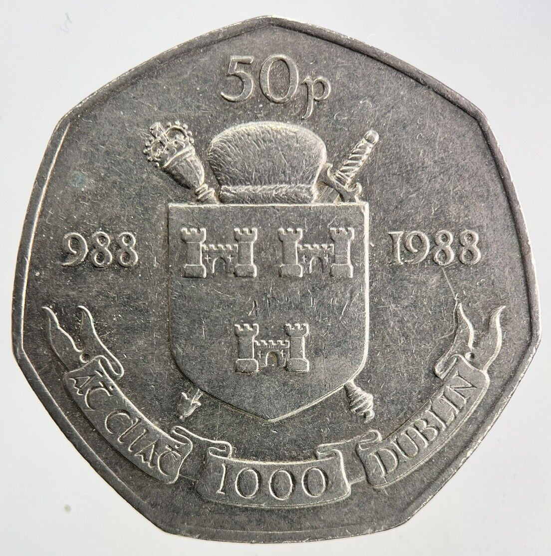 1988 Irish 50p Fifty - Pence Dublin Millennium Coin | Very High Grade