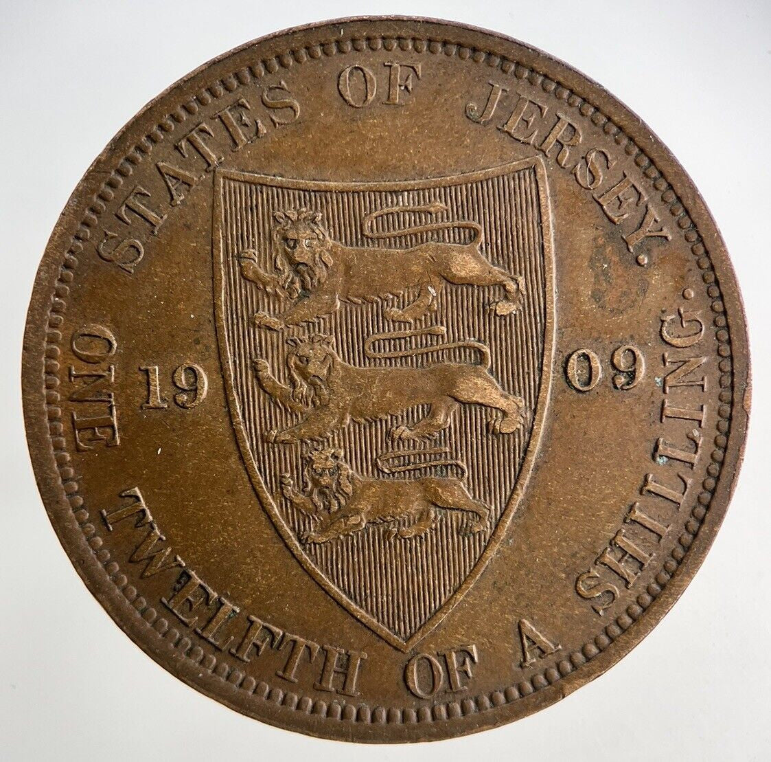 1909 Jersey One Twelfth Of A Shilling 1/12th Coin | Fine Collectable Grade