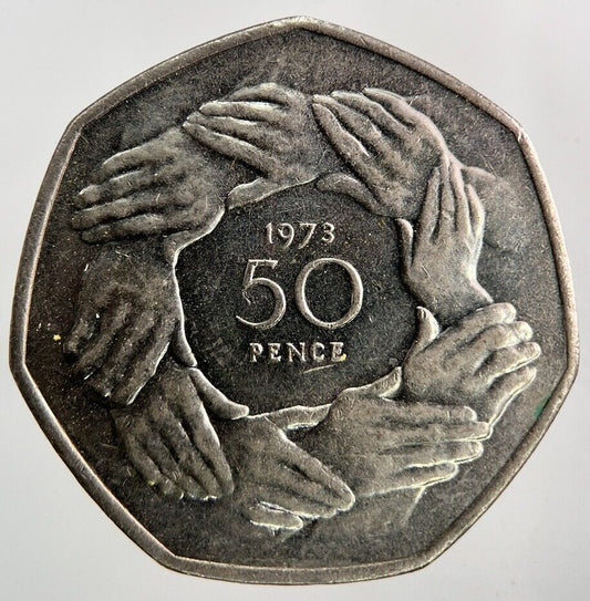 1973 Elizabeth II 2nd Hands 50p Fifty - Pence Coin | Very High Grade