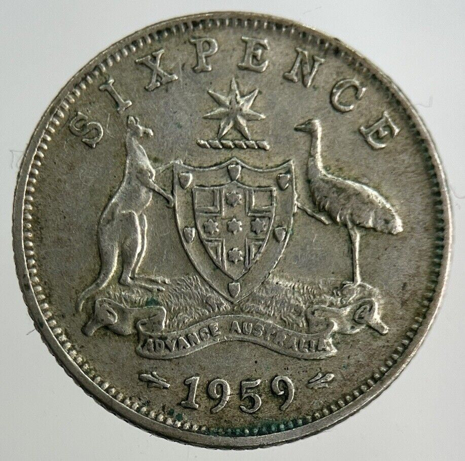 1959 Australia Sixpence Silver Coin | Very High Grade