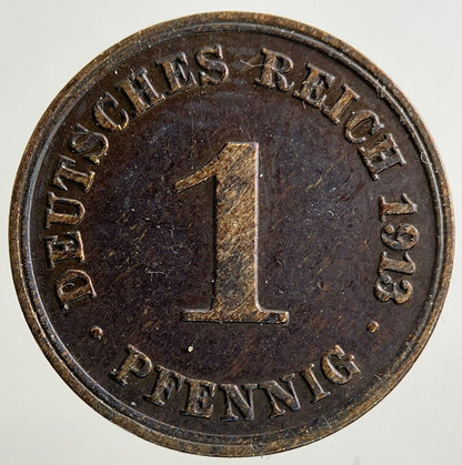 1913 Germany 1 Pfennig Coin | Fine Collectable Grade